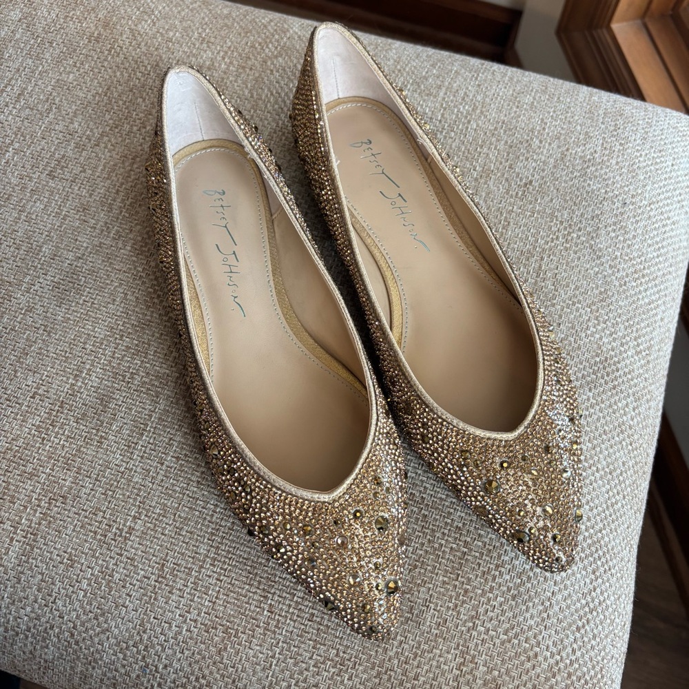 Betsey Johnson Jude Gold Embellished Women's Flats 7